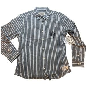 RVCA Benjamin JeanJean Andrew The Kid Striped Long Sleeve Button Up Shirt Mens M